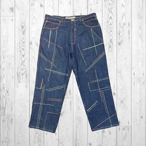 Vintage Bachi BIX Exchange Y2K Relaxed Baggy Fit Denim Stitched Jeans Size 40/34